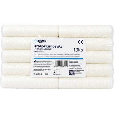 BIOMIC Nesterilný obväz 12 cm x 5 m 10 ks