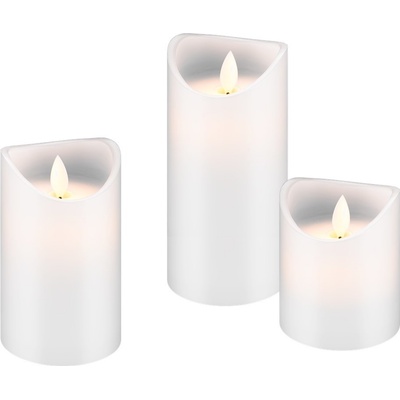 Goobay Sada 3 LED sviečok z pravého vosku biele vo veľkostiach 7,5 x 10 12,5 15 cm