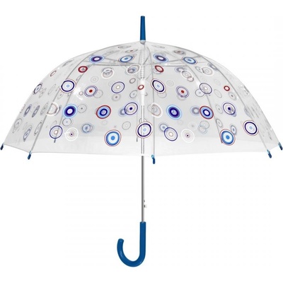 Blooming Brollies Basics Clear Circles holový deštník průhledný modrý