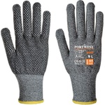 Portwest sabre-dot a640 / Плетени ръкавици, устойчиви на порязване, ниво d - сиви l (a640g7rl)