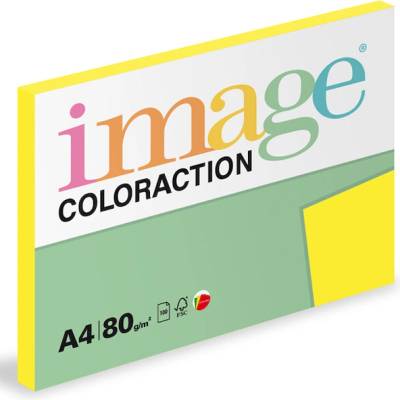 Image Coloraction A4 80g papír barevný reflexní žlutá 100 listů