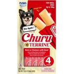 Inaba Foods Dog Churu Terrine - Лакомство за кучета, фин крем с Пиле и Телешко, 4 броя х 15 грама, Япония EUD522