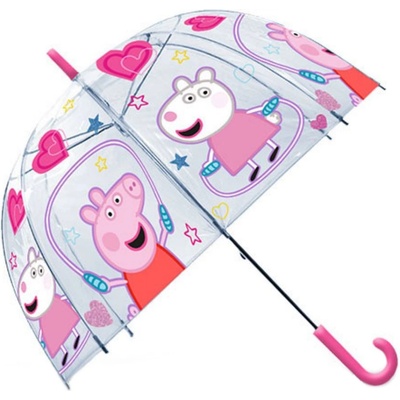 CurePink: dětský manuální deštník Peppa Pig|Prasátko Pepa: Skákání přes švihadlo [PP09051]