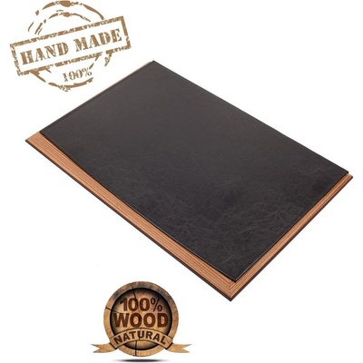 podložka na psací stůl luxusní dřevo + černá kůže ruční výroba