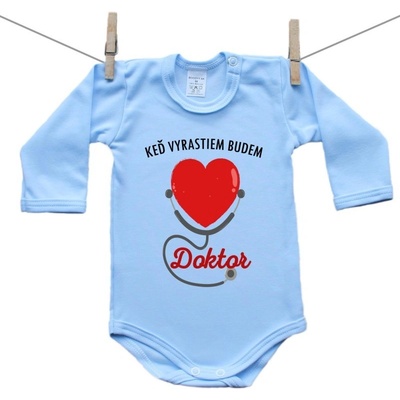 Boodyy Modré body s dlhým rukávom Keď vyrastiem budem doktor