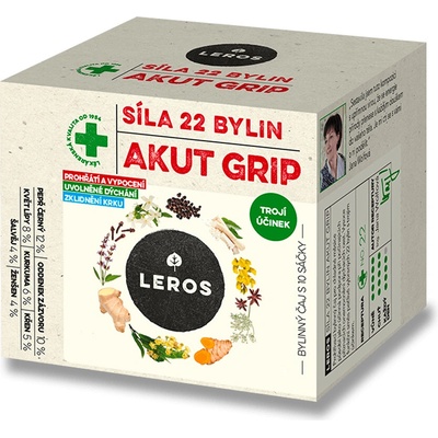 LEROS Bylinný čaj Síla 22 bylin AKUT GRIP 20 x 2,5 g