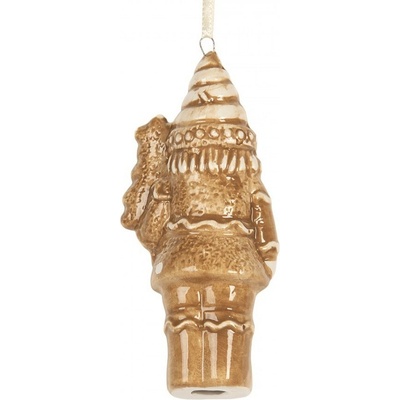 Clayre & Eef Závěsná ozdoba perníkový Louskáček Gingerbread Cott 6*4*11 cm