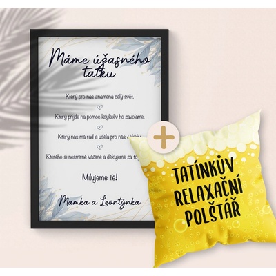 Set plakátu s VĚNOVÁNÍM a polštáře RELAX, pro tatínka