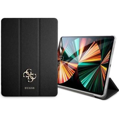 GUESS Saffiano Folio Cover - дизайнерски кожен кейс и поставка за iPad Pro 11 M1 (2021), iPad Pro 11 (2020), iPad Pro 11 (2018) (черен)