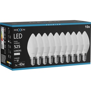 Mexen Nova 10x LED крушка E14, C37, 5W, Неутрална - 4000K, 525 lm - L102-E14-0540-01x10 (L102-E14-0540-01x10)