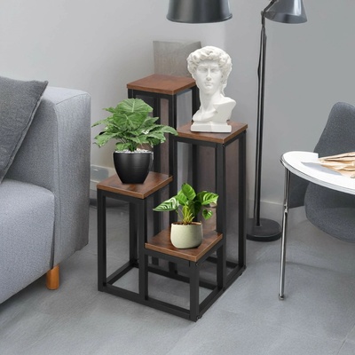 SPRINGOS Kovový stojan na květiny PETALIA 68 cm tmavě hnědý – Hledejceny.cz