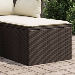 vidaXL Градинска табуретка с възглавница кафява 55x55x37 см полиратан (366204)