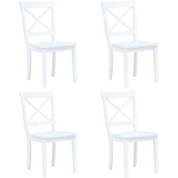 Image 1 of vidaXL Трапезни столове, 4 бр, бели, каучуково дърво масив (247357)