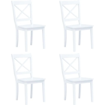 vidaXL Трапезни столове, 4 бр, бели, каучуково дърво масив (247357)