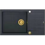 Quadron Вградена композитна мивка Quadron Unique Evan 136 XL черно-златна 86x50 см (HCQE58650U8_PVDG1_P2O) Мивка за вграждане