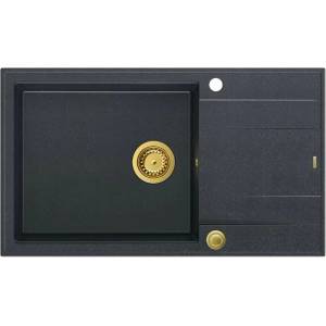 Quadron Вградена композитна мивка Quadron Unique Evan 136 XL черно-златна 86x50 см (HCQE58650U8_PVDG1_P2O) Мивка за вграждане