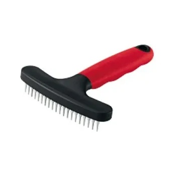 Ferplast Gro Dog rake - Гребен с метални заоблени зъбци, елиминира възлита от подкосъма, 14, 8 x 11, 4 x h 3 см