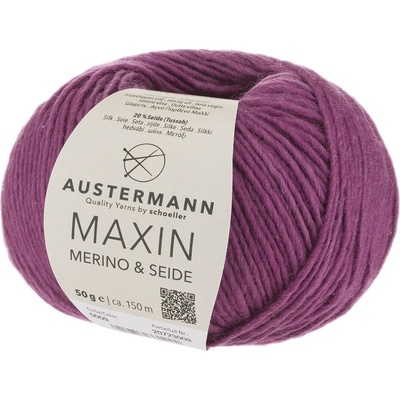 Austermann MAXIN Merino & Seide - 80% merino vlna, 20% hedvábí - Ručně pletací příze Barva: 009 BERRY