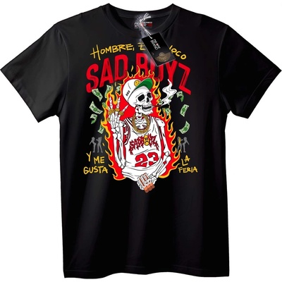 NOONEBRAND Тениска Sad Boyz Огнен skull - 4XL, Black