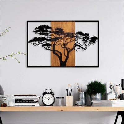 Asir | Nástenná dekorácia 90x58 cm strom drevo/kov | AS1717