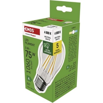 Emos LED žárovka Filament A60 E27 5 W 75 W 1 060 lm neutrální bílá