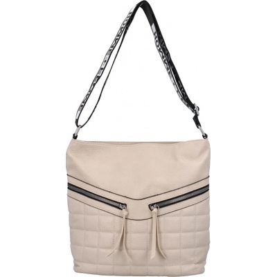 Dámská koženková crossbody taška s výrazným prošíváním Accor béžová