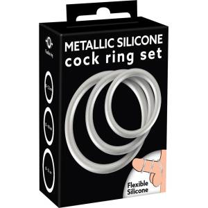 You2Toys Metallic Silicone Cock Ring Set - superlove