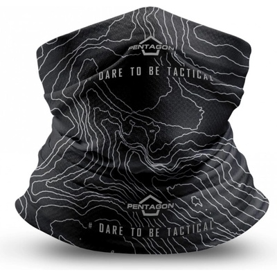 Multifunkčná šatka Pentagon Skiron “Topographic Map” Neck Gaiter Čierna