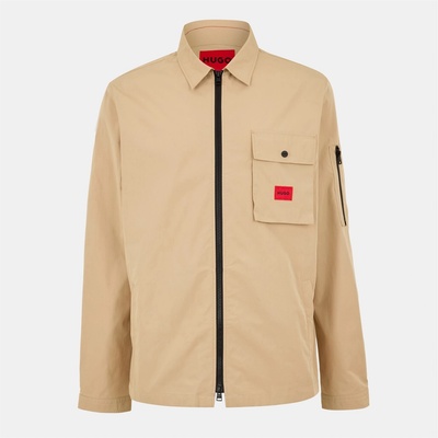 Hugo Риза с дълъг ръкав Hugo Men's Emmond Red Cotton Long Sleeve Zip Overshirt - Med Beige 269