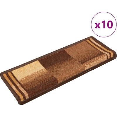 vidaXL Самозалепващи стелки за стълби, 10 бр, 65x21x4 см, кафяви (149845)