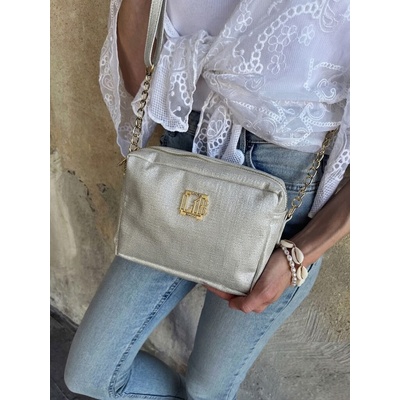 Laura Biaggi Trblietavá crossbody s dvoma priehradkami na zips