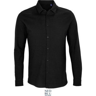 Neoblu 3777 BASILE MEN / Мъжка риза с дълъг ръкав от пике - наситено черна 4XL (243777n1114)