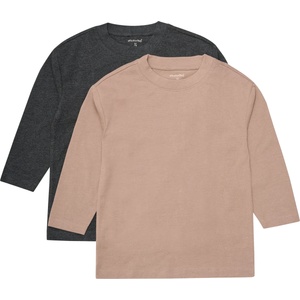 Minymo Детска блуза с дълъг ръкав Minymo Kid's T-Shirt L/S Loose Fit (2-Pack) Longsleeve - Fossil - размер 152 (EU) (704-5927-0123)
