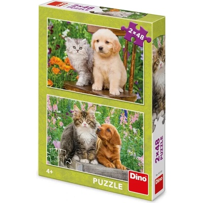 Dino - Puzzle 2x48 Psík a mačička - 40 - 99 piese
