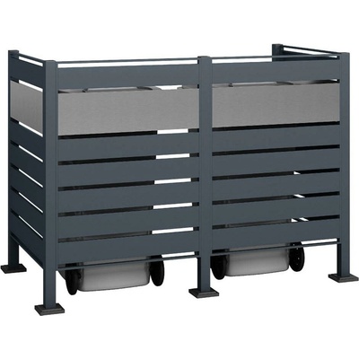 Westmann kovový kryt na popelnice Planum 2 x 240 l antracitová směs 170 x 90 x 120 cm