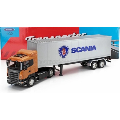 WELLY SCANIA R730 V8 TRACTOR TRUCK CASSONATO 2011 ORANGE SILVER 1:32