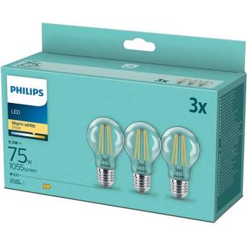 Philips LED žárovka klasik, 8,5W, E27, teplá bílá, 3ks