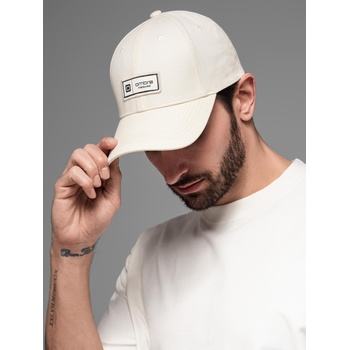 Ombre Clothing Мъжка бейзболна шапка с козирка и лепенка кремава Ombre Clothing Ombre Clothing | Byal | МЪЖЕ | ЕДИН РАЗМЕР
