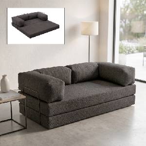 TopMebel Тапициран троен диван-легло TopMebel в антрацит цвят 190x95x75cm
