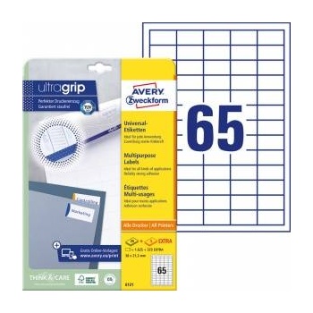 Avery Zweckform General Purpose Universal Labels, 38 x 21.2mm, White, Printer, 1950 Pieces -6121