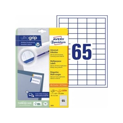 Avery Zweckform General Purpose Universal Labels, 38 x 21.2mm, White, Printer, 1950 Pieces -6121
