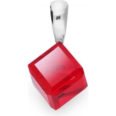 Spark Přívěsek se Swarovski Elements Cube Small, krystal ve tavru krychle světle červené barvy WJ48416SI