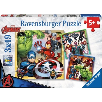 Image 1 of Ravensburger - Puzzle 3x49 The Mighty Avengers - 40 - 99 piese