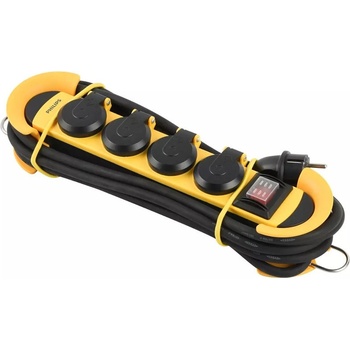 Philips SPN5140YB/39 Power Strip - разклонител за зареждане на техника и мобилни устройства с 4хAC изхода (черен-жълт)