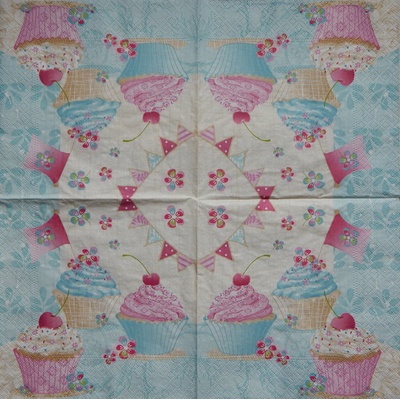 Nuoveau servítky Mufinky do modra 33x33cm