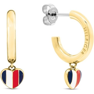 Tommy Hilfiger Pozlacené kruhové náušnice se srdíčkem 2781067