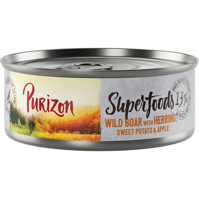 Purizon 6х70г Superfoods Purizon, консервирана храна за котки - глиган с херинга, сладък картоф и ябълка