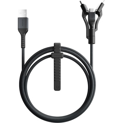 Здрав кевларен кабел за устройства с Lightning, microUSB и USB-C порт (150 см) - Nomad Kevlar USB-A to Universal Cable v2 (черен) (NM01325185)