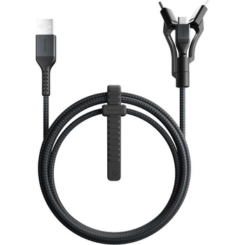 Nomad Здрав кевларен кабел за устройства с Lightning, microUSB и USB-C порт (150 см) - Nomad Kevlar USB-A to Universal Cable v2 (черен) (NM01325185)