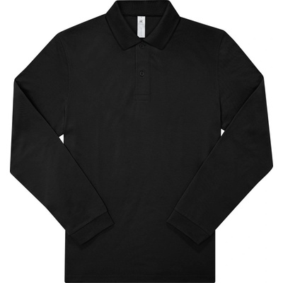 B&C My polo 180 LSL Piqué polo s dlouhým rukávem černá